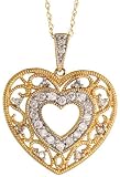 14k Gold 18 in. Chain & 1 in. (25mm) tall Open Heart Pendant, w/ 0.40 Brilliant Cut Diamonds