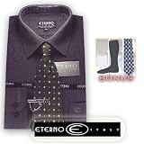 Eterno Italy Mens Italian Dress Shirt Dark Gray + Bonus