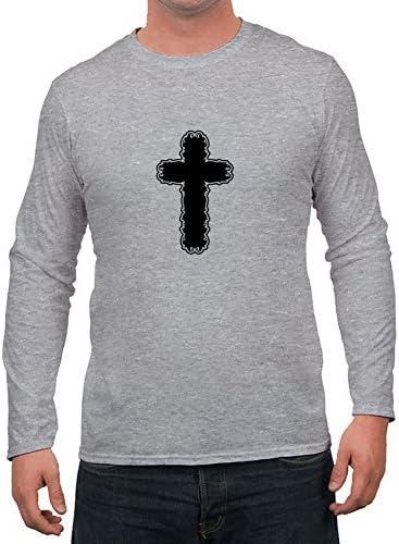 Gothic Cross Print Men Elegent Top Clothing - X-large - Electric Grey