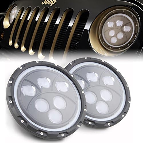 7 Inch Round Super Bright Led Halo Headlight For Jeep Wrangler JK TJ FJ Trucks Motorcycle Headlamp Conversion Kit OFF Road Lights - H4 to H13 Adapter