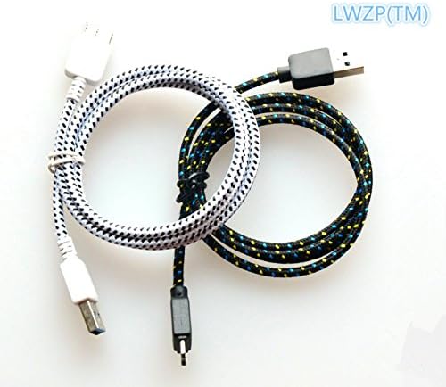 LWZP(TM) High Quality 1m/3ft Cool Ruggedized Braided Fabric Micro USB Data Charger Cable Cord for Samsung Galaxy Note 3 N9000 S5 (2pack,Black and White)2
