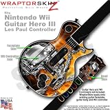Chrome Skulls on Fire Skin by WraptorSkinz TM fits Nintendo Wii Guitar Hero III (3) Les Paul Controller (GUITAR NOT INCLUDED)