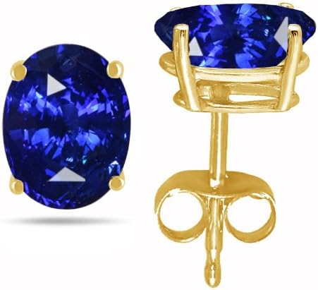 3.25Ct Oval Sapphire Earrings in 3.254k Yellow Gold