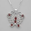 Necklace With 2.80ctw Precious Stones - Genuine Diamond, Garnets and Topaz Made in 925 Sterling silver. Total item weight 9.5g Length 16in