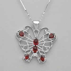 Necklace With 2.80ctw Precious Stones - Genuine Diamond, Garnets and Topaz Made in 925 Sterling silver. Total item weight 9.5g Length 16in