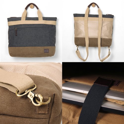 miim Cotton Tote Backpack (Black&Light brown) for Sony VAIO E Series SVE15115FXS 15.5-Inch Laptop / Free Gift Pouch Fast Shipping miim Cotton Tote Backpack (Black&Light brown) for Sony VAIO E Series SVE15115FXS 15.5-Inch Laptop / Free Gift Pouch Fast Shipping