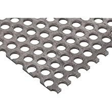 A36 Tool Steel Perforated Sheet, Unpolished (Mill) Finish, 0.036" Thickness, 20 Gauge, 12" Width, 12" Length, Staggered Holes, 0.1875" Center to Center