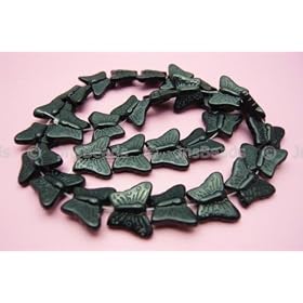 13x15mm Butterfly Beads, 30 Pcs Black Obsidian