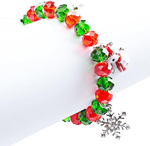 Christmas Jewelry Happy Holidays Spirit Candy Cane Snowman Snowflake Bracelet