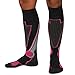 Pure Athlete High Performance Wool Ski Socks - Thermal Warm Merino Wool OTC Sock, Men Women (1 Pair - Black/Grey/Neon Pink, Small)