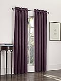 Sun Zero Cadence Velvet Textured Woven Blackout Curtain Panel, 52 by 84-Inch, Eggplant
