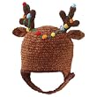 Brown Adorable Chenille Reindeer Antlers Christmas Baby Beanie HandKnit Hat 1~2 Years