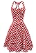 Anni Coco Women's Halter Polka Dots 1950s Vintage Swing Tea Dress - Large - 1st - Red & White Dots