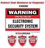 SECURITY SYSTEM SIGN ~3 Signs & 3 Free Decal~ alarm