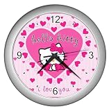 Silver Wall Clock of Hello Kitty I Love You