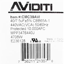 Aviditi 39AVI Capacitor, 40/7.5 Microfarad, 440-Volt