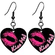 Hot Pink Kiss Me Heart Earrings