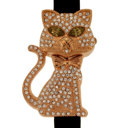 Stainless Steel Kitty Cat Cubic Zirconia Fashion Watch