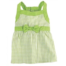 East Side Collection ~ Gingham Dog Dress ~ Green ~ Small [Misc.] [Misc.]