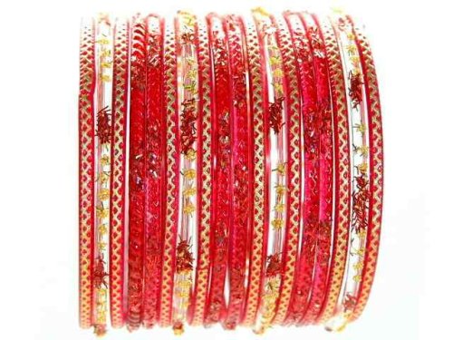 Click here to buy Beachcombers! Ethnic Glass Indian Wedding Bridal Bollywood Bangles Belly Dance Bracelets Set Red....