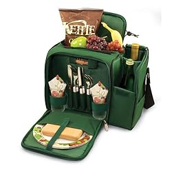 Picnic Time Malibu Insulated Shoulder Pack with Deluxe Picnic Service for 2