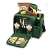 Picnic Time Malibu Insulated Shoulder Pack with Deluxe Picnic Service for 2, Hunter Green
