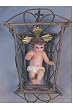 Nativity Collection - Baby Jesus - 6in. - In Wooden Crib - Glass Eyes - Eye Lashes