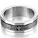 Silver Black Stainless Steel Ring Band Bible Lords Prayer Cross