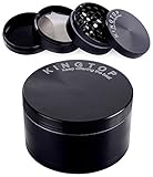 Herb Grinder Large 3.0" Kingtop Weed Spice Tobacco Grinder 4 Piece Zinc Alloy Black