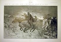 BOER PATROL VELDT FIRE AFRICA WAR TROOPS OLD PRINT 1902