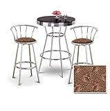 Chrome Bar Table & 2 Chrome 29" Cheetah Face Animal Print Fabric Seat Barst ....