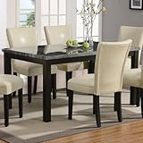 Rich Black and Gray Faux Marble top with Rectangular Leg Dining Table