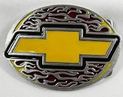 Chevy Flames Bow-Tie Emblem Enamel Buckle, Automotive Buckle