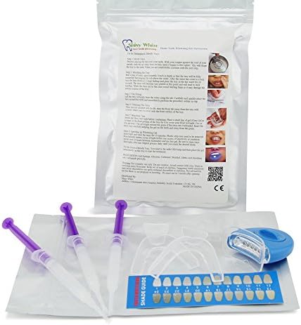 Shiny White Economical Home Tooth Bleaching Kit with 35% Carbamide Peroxide Teeth Whitening Gel + Moldable Mouth Trays + LED Accelerator Light+Shade Guide