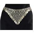 Luscious Chain Link Coin Belt with Stars and Jingling Brass Coins, Fits waist or hips 34" - 42" for Belly Dancing or Casual Wear