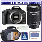 Canon EOS Rebel T1i Digital SLR (Body OutFit) w/ EF-S 18-135mm f/3.5-5.6 IS Lens + 8GB Memory Card + Advanced Shooters Package Package # 1