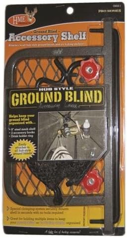 HME Durable Convenient Easy-to-Attach Hunting Ground Blind Accessory Shelf (8 Inches) with Drink Holder & Accessory Hooks