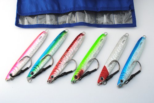 Butterfly Style Vertical Jigs - Set 0f 6 - 250gram with Storage Bag