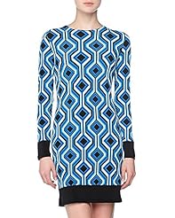 Jersey/Polyester/Spandex Fitted Banding Jeweled Geometric Print Long Sleeves Jeweled Neck  Dress