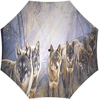 Cool Wolf, Wild Animal Custom Folding Portable Outdoor Rain /Sun Umbrella Beach Travel Shade Sunscreen For Women/Men