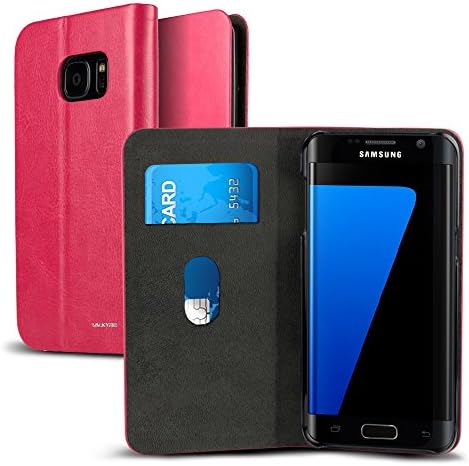 Galaxy S7 Edge Case, VALKYRIE Galaxy S7 Edge Flip Slim Wallet Case For Samsung Galaxy S7 Edge with Card Slot Flip Cover and Stand Feature - Pink