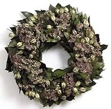 NEW 18' Round PRESERVED BASIL Salal LAVENDER Achillea NIGELLA Damacena Pods WREATH