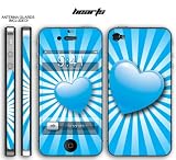 New Apple iPhone 4 Designer Skin with ANTENNA GUARDS- Hearts - Blue