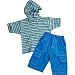 Organic Egyptian Cotton Hooded Pullover Tee & Short Set in Blue for Toddlers (3T)