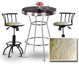 Chrome Bar Table & 2 Black Adjustable 24