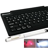 VanGoddy Tablet Computer Accessory Bundle with VanGoddy Stylus Laser Pointer LED Flashlight Combo **Batteries Included!!!** + SumacLife Bluetooth Keyboard for Lenovo Ideapad A1 Device