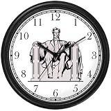 President Abraham Lincoln Memorial Statue Americana - Famous Landmarks - Wall Clock by WatchBuddy Timepieces (Black Frame)