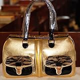 New Gold Leather and Fur Chopard Bag