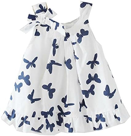 Metee Dresses Girls Toddlers Casual Top Butterfly Bowknot Cotton Dress