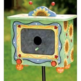 Large Sunflower Painted Wooden Bird House